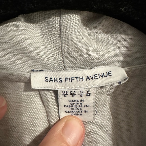 Saks Fifth Avenue 100% Linen Light Gray Women's Open Front Waterfall Cardigan S - Picture 10 of 10